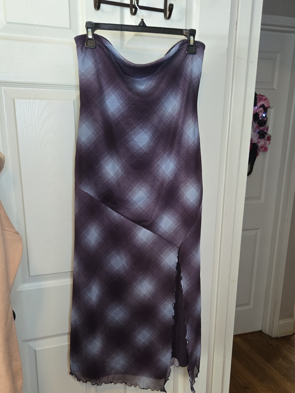 Urban Outfitters Purple Plaid High-Low Midi Dress